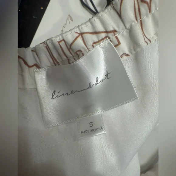 Line & Dot Edwina Poplin Crochet Trim Mini Dress in White/Tan size S NWT - Picture 7 of 7